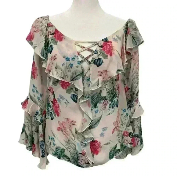 Parker Erin Floral Print Silk Blouse Size S - Picture 4 of 10